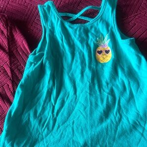Jumping Beans Teal Kids Tank Top with Pineapple Design